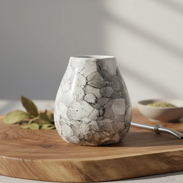 Cabaça de cerâmica com bombilha – recipiente estético e prático para erva-mate