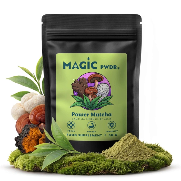 Magic Pwdr Power Matcha mistura de cogumelos