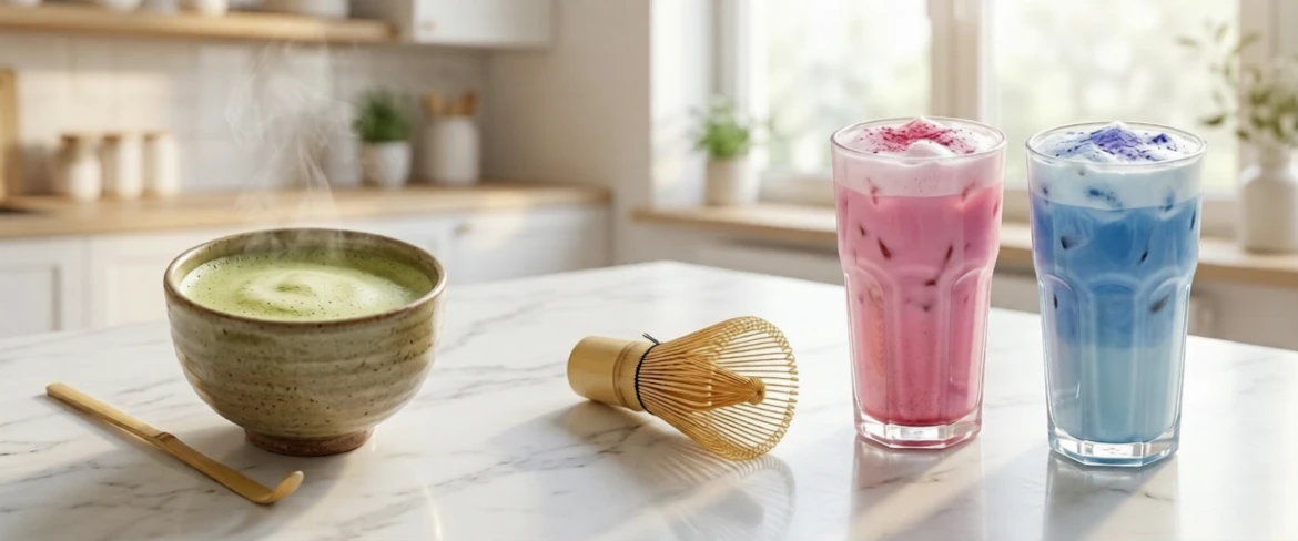 Chá verde tradicional vs. matcha colorido – o matcha contém cafeína? Comparação das propriedades