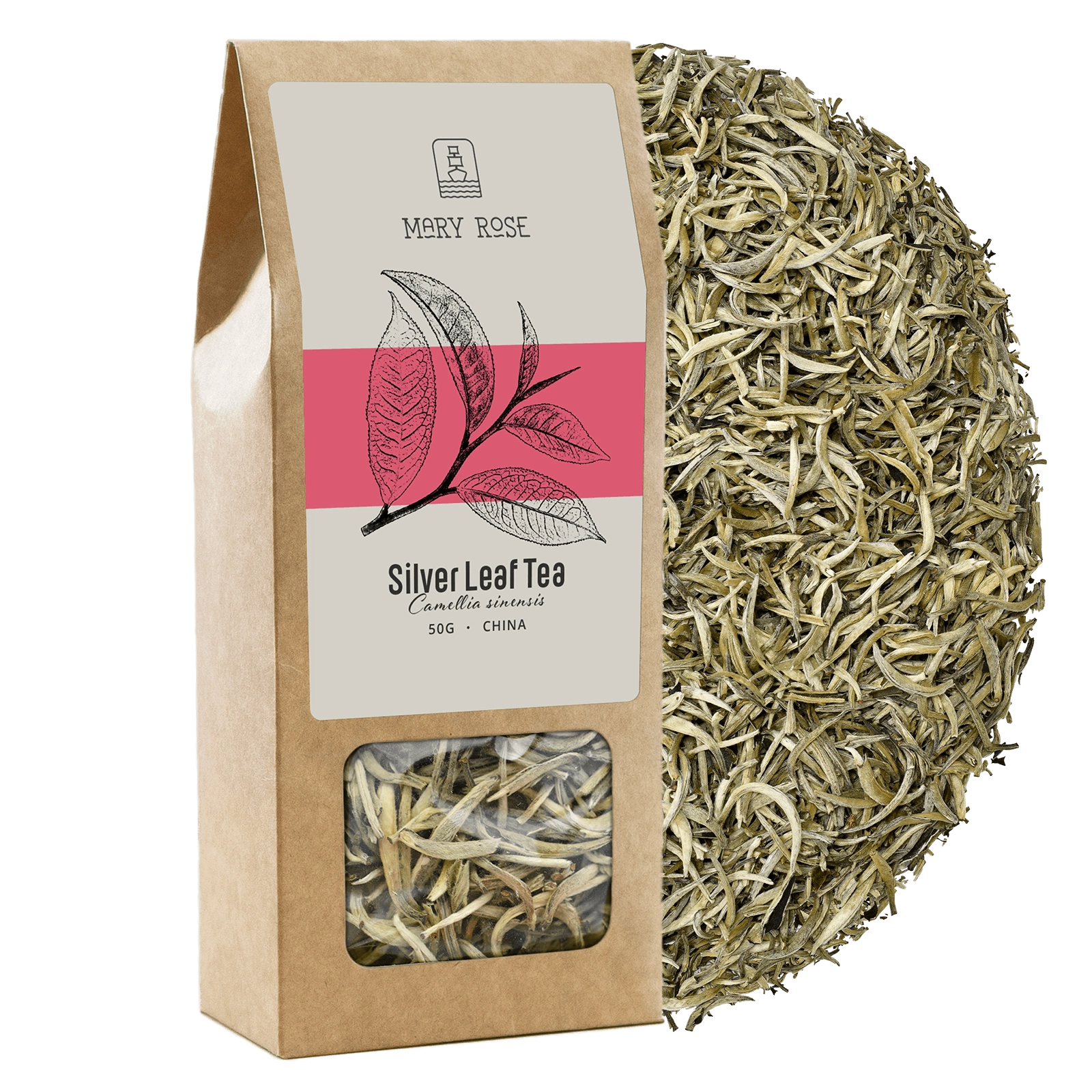 Mary Rose White Silver Leaf chá