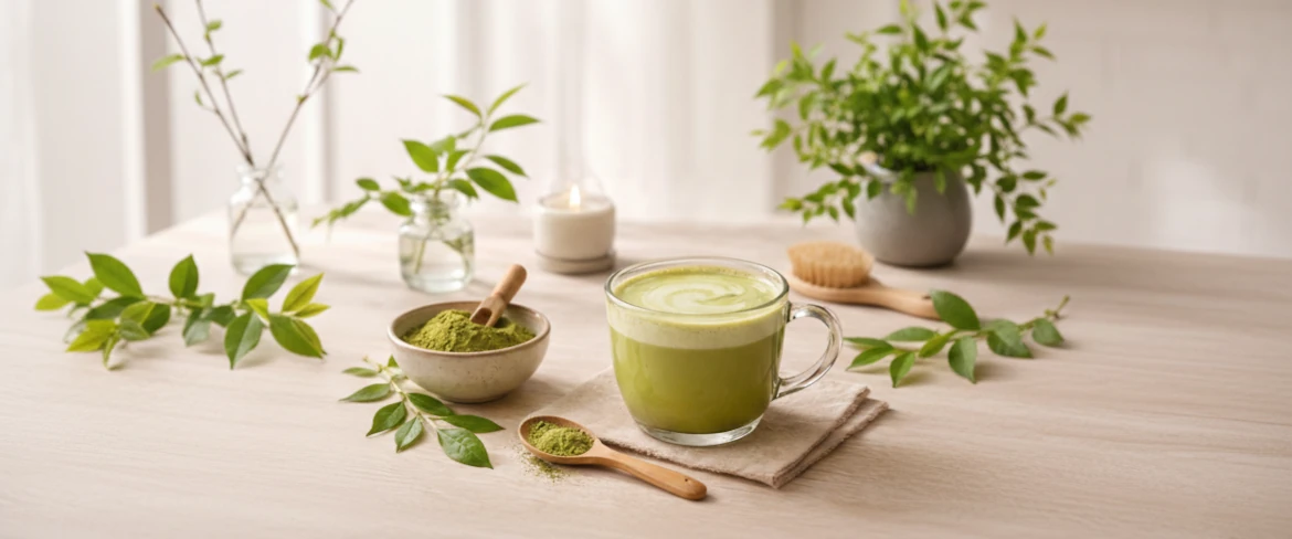 Chá matcha com leite – matcha latte como bebida diária