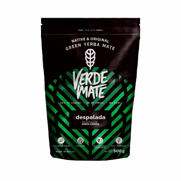 Yerba mate verde «Verde Mate Green Despalada» numa embalagem doypack.