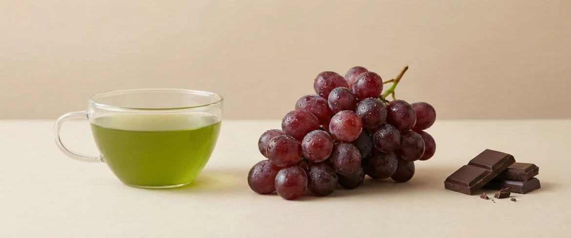 Os polifenóis mais potentes – resveratrol, quercetina e EGCG em produtos vegetais