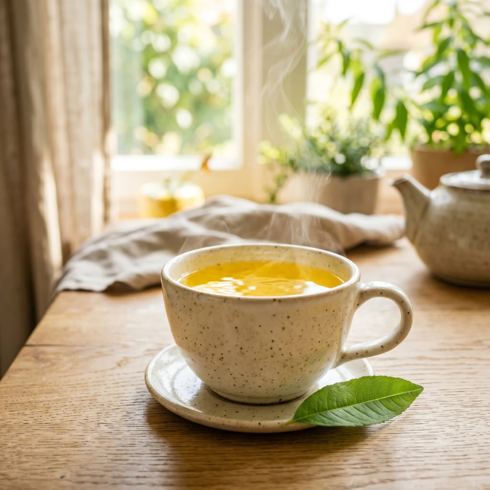 Chá de verbena preparado numa caneca