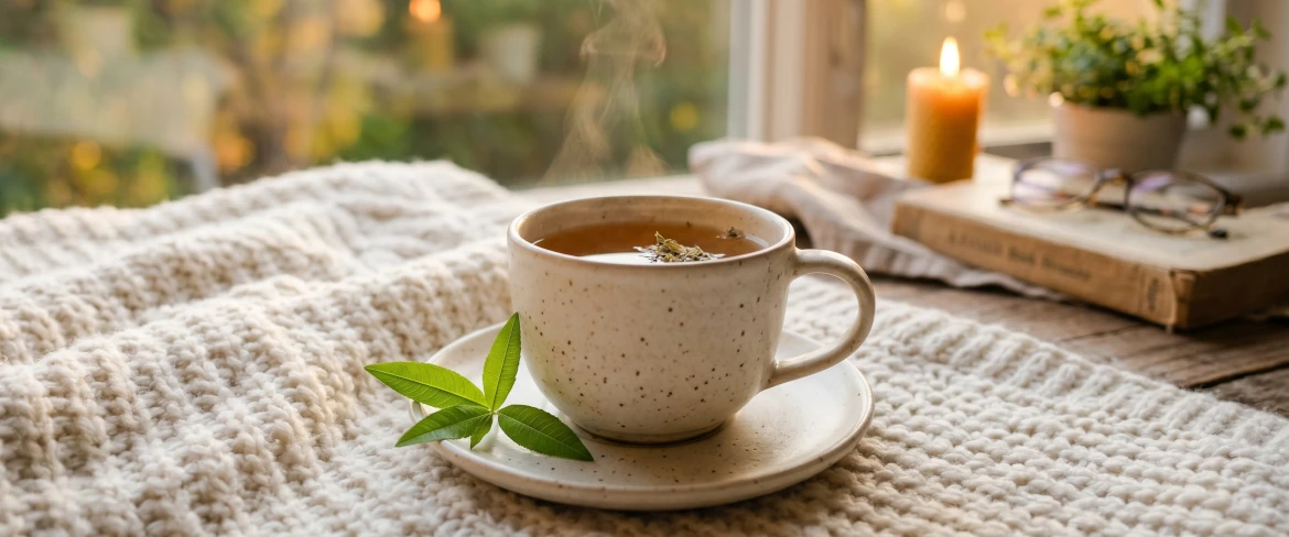 Chá relaxante de verbena-limão.