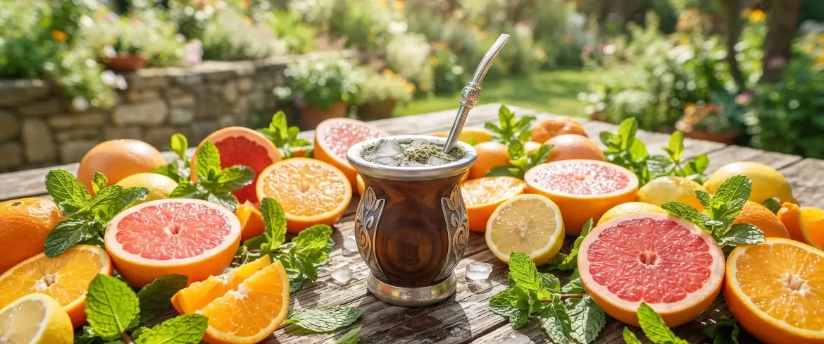 Yerba mate fresca e gelada, com notas cítricas