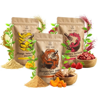 Conjunto de matchas coloridos: Red Matcha + Orange Matcha + Yellow Matcha