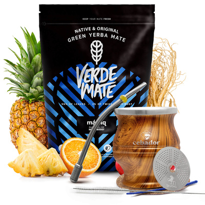 Conjunto de Erva Mate Verde Mate Mas IQ 0,5kg + TermoColador