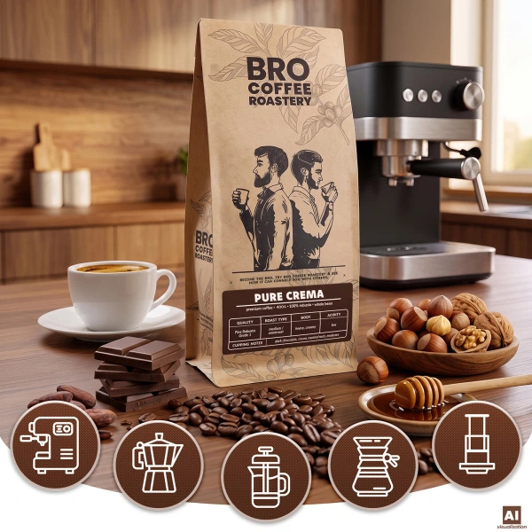 Bro Coffee Roastery – Café em grão inteiro Pure Crema 400 g