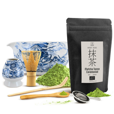 Conjunto cerimonial para preparar chá matcha: matcha BIO japonesa 30g + acessórios