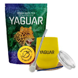 Conjuto de Erva Mate: Yaguar Mango Tango 500g + TermoLid + Bombilla