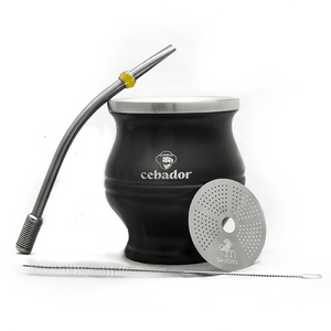 TermoColador – cuia de erva-mate + peneira + bombilla – preto