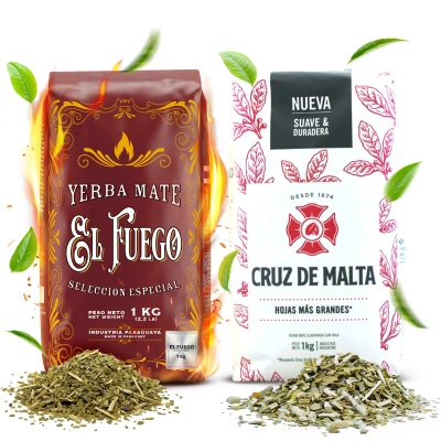 Conjuto de Erva Mate Elaborada: El Fuego 1kg + Cruz de Malta 1kg