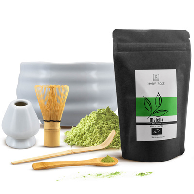 Conjunto PREMIUM para preparar chá matcha: matcha BIO japonesa 30g + acessórios