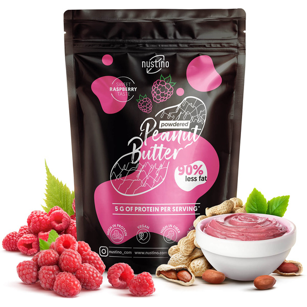 Conjunto de manteiga de amendoim em pó Nustino: Raspberry + Salted Caramel + Matcha 3x400g