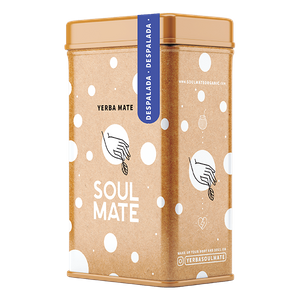 Yerbera – Lata metálica + Soul Mate Orgánica Despalada 0,5 kg