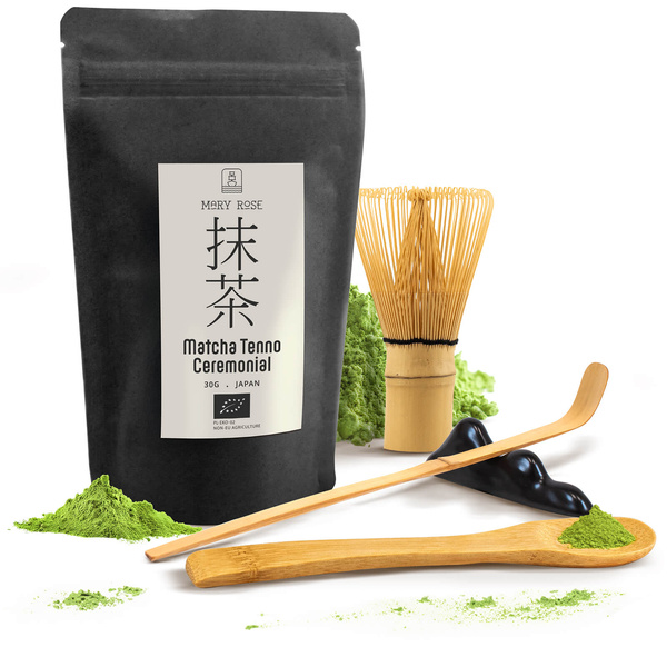 Conjunto cerimonial para preparar chá matcha: matcha BIO japonesa 30g + acessórios