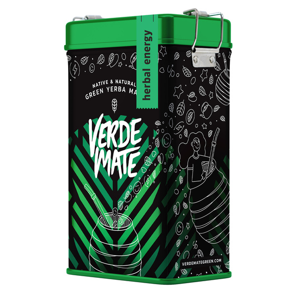 Yerbera – Lata metálica + Verde Mate Green Herbal Energy 0,5 kg