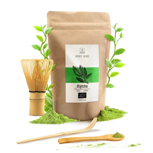 Conjunto: Matcha BIO 100g + Chasen e Chashaku