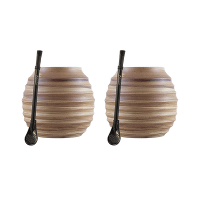 Conjunto de Acessórios para Erva-Mate: 2x Calabaza + 2x Bombilla