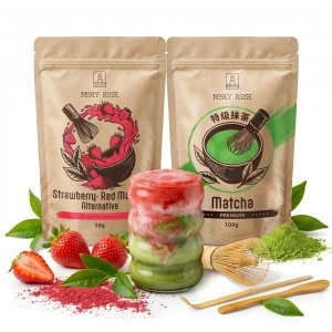 Kit para Matcha Latte colorido: Matcha + Red Matcha + acessórios