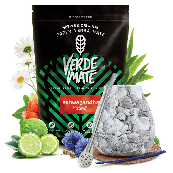 Conjuto de Erva Mate Verde Mate 500g 0,5kg Calabaza + Bombilla