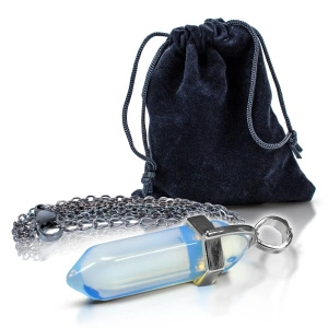 Pingente com opalite em saquinho + corrente