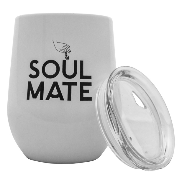 TermoLid – copo térmico para erva mate com tampa – Soul Mate (branco) – 350 ml