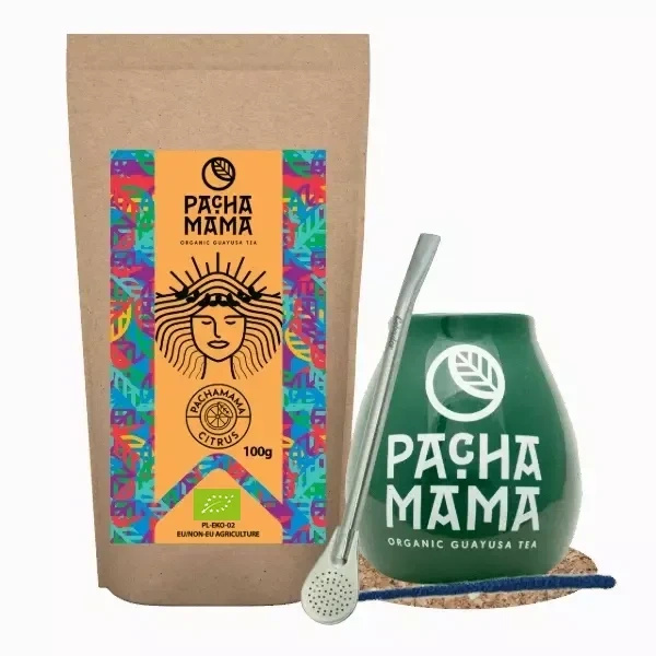 Conjuto de Guayusa Pachamama Citrus 100g + Calabaza + Bombilla