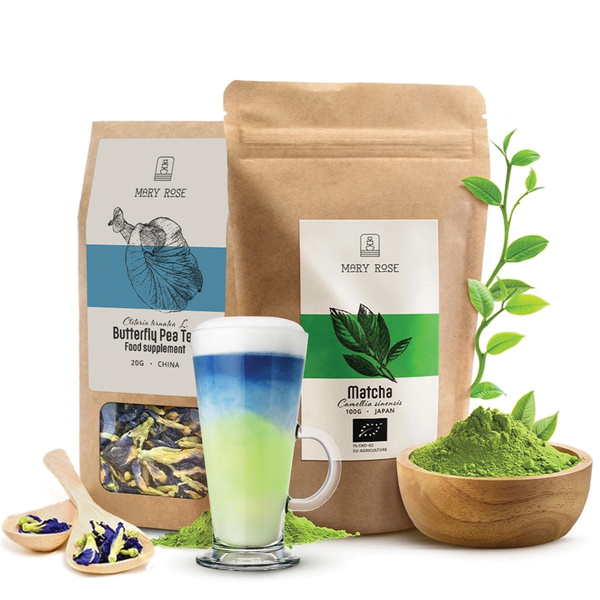Conjuto de Purple Matcha Lemonade: Matcha BIO + Butterfly Pea Tea