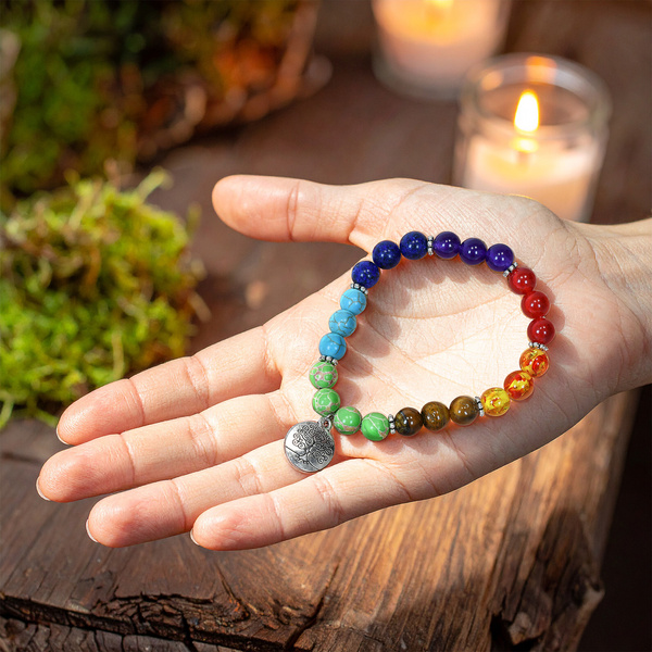Pulseira "Sete Chakras" – com a Árvore da Vida