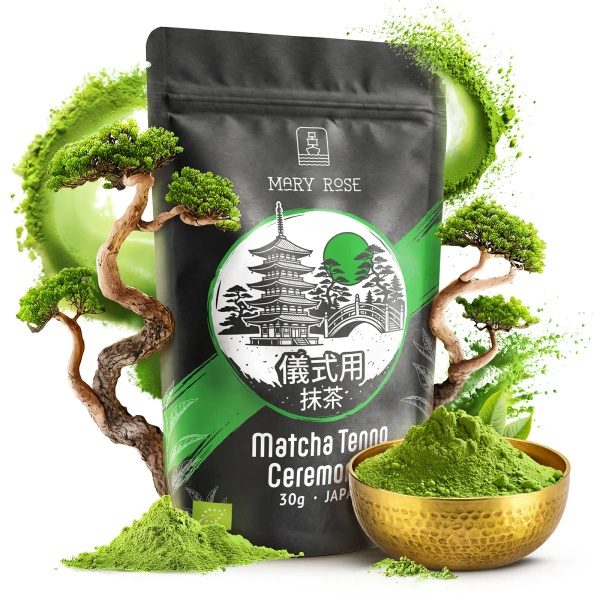 Conjunto cerimonial para preparar chá matcha: matcha BIO japonesa 30g + acessórios