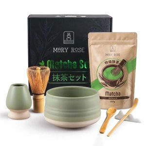 Conjunto para presente: matcha + matchawan + acessórios de bambu