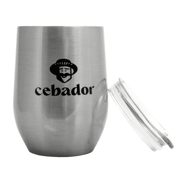 TermoLid – copo térmico para erva mate com tampa – Cebador (prateado) – 350 ml