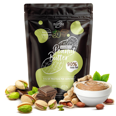 Nustino – Manteiga de amendoim em pó – Pistachio & Chocolate (sem adição de açúcar) 400 g