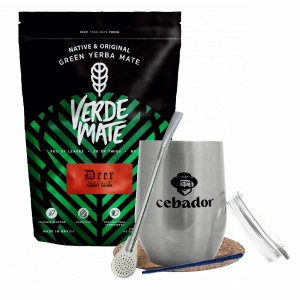 Conjuto de Erva Mate: Verde Mate Deer 500g + TermoLid + Bombilla