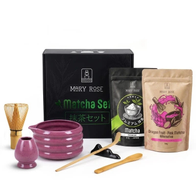 Kit presente para Matcha Latte colorido: Matcha + Pink Matcha + acessórios