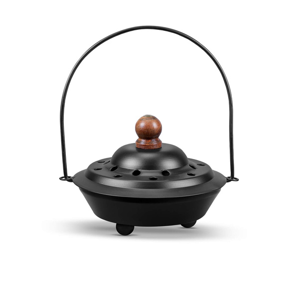 Conjunto de aparas de palo santo, queimador de incenso e carvões de incenso