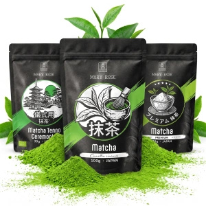 Conjunto de 3 chás matcha biológicos do Japão: cerimonial + premium + culinário