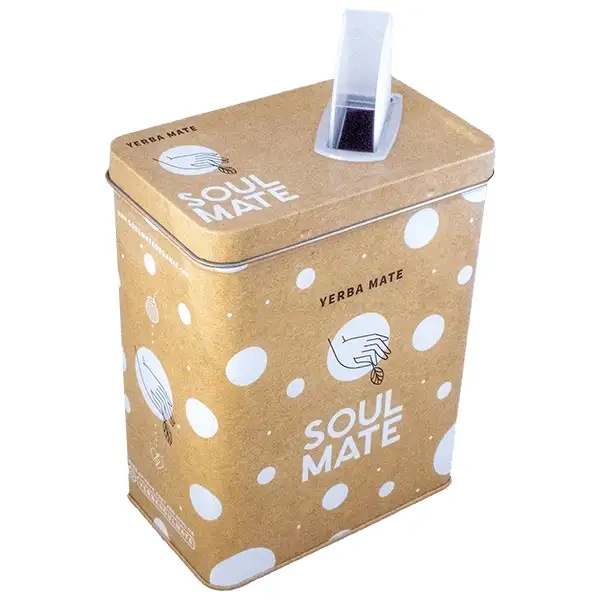 Yerbera – Lata metálica + Soul Mate Orgánica Siempre 0,5 kg