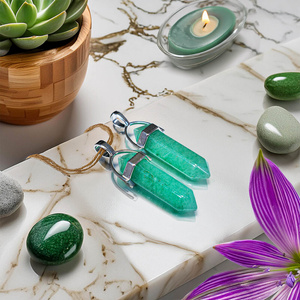 Pingente com aventurina em saquinho + corrente