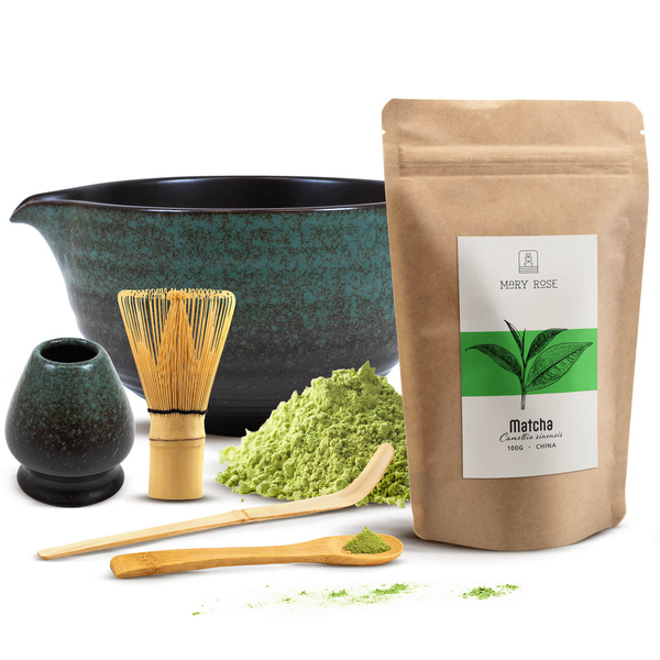 Conjunto de preparação de chá Matcha: matcha 100g + acessórios