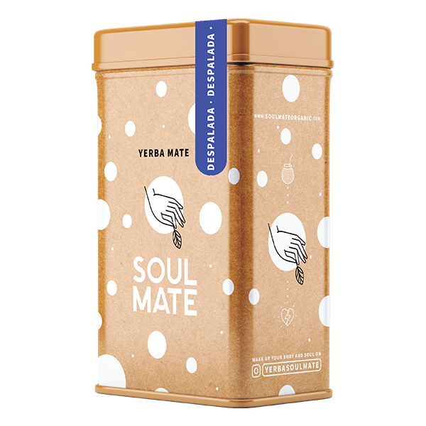 Yerbera – Lata metálica + Soul Mate Orgánica Despalada 0,5 kg