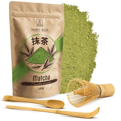 Conjunto Matcha Tradicional 100g + Chasen + Chashaku