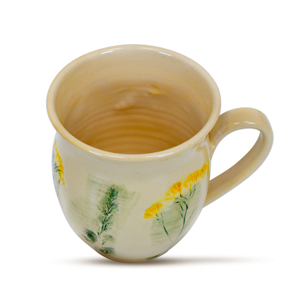 Caneca de cerâmica Flora Yellow 350 ml – Série Crater