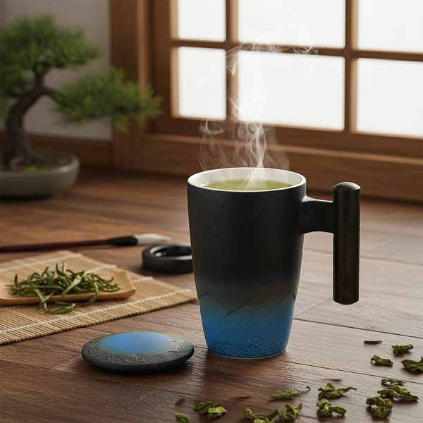 Caneca de cerâmica com tampa e infusor Mystea 300 ml