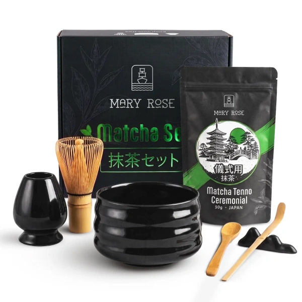 Conjunto-presente: matcha cerimonial japonês + matchawan + acessórios de bambu