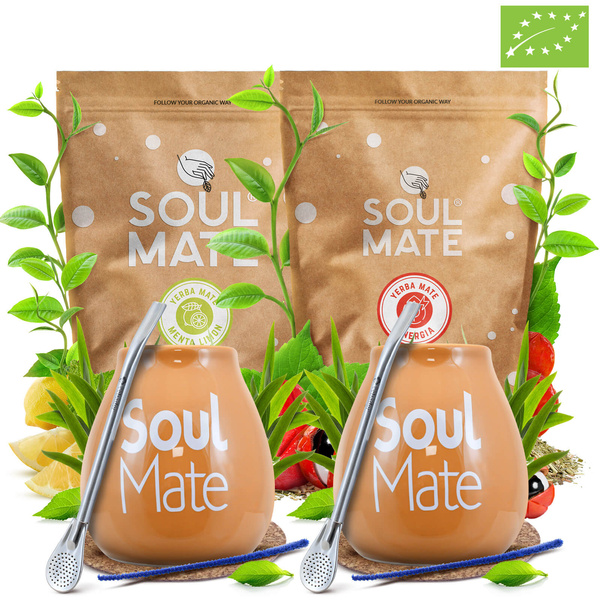 Conjuto de Erva Mate para Dois: Soul Mate 2x500g + 2x Calabaza + 2x Bombilla