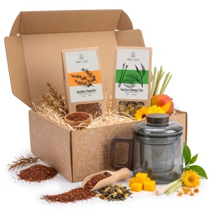 Conjunto-presente de chás soltos Mary Rose 2x50g + chávena com infusor