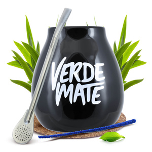 Black Verde Mate gourd + bombilla set
